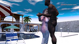 Lush Wooly Grandma Pummeled Stiff by 2 Large Black Spear (3 DIMENSIONAL Sexgame)
