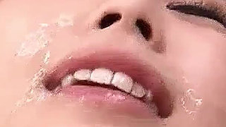 Japan bukkake party with skinny teen and hairy pussy