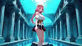 Pink Hair Maid Fantasy From Ethereal Underwater Temple to Private Bedroom, Graceful Stance to Lazy Kneel