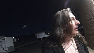 Sissy Older TV is on an Outdoor public adventure wants to suck Truck drivers