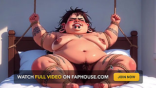 Fat BBW with Hairy Pussy in Bondage - Extremely Horny