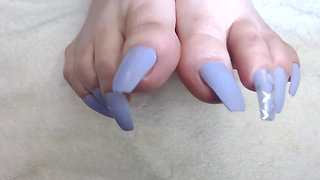 Lavender long long toenails wiggle wave