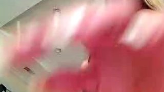 Close up with teen blonde sex doll rubbing her cunt