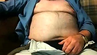 Hairy Grandpa Bear Strokes His Big Cock