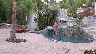 Horny Hot Woman Enjoys Amazing Dirty Pool Time with Lucky
