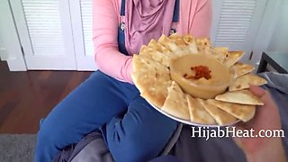 Curvy Arab Step-Sister Craves Attention, Offering Hummus for Some Fun