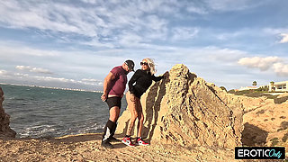 Tattooed Blonde MILF Enjoys Wild Outdoor Sex by the Beach