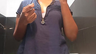 Sri Lankan Girl Musterbation in Bath Room with Dildo Lust with Big Boobs and Wet Pussy