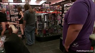 Hot MILF with Big Tits Humiliated and Ass Fucked in Glory Hole Store