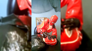 Extreme Breathplay on Mummified Slave in Latex