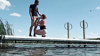 Risky Outdoor Sex On A Lake Dock For Everyone To See