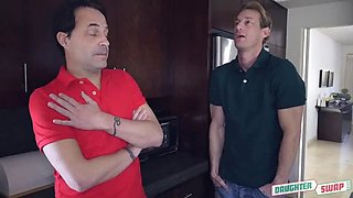 Stepdad's Weekend Deal With Teen Stepdaughter Pt. 1 - Blowjob & Foursome Fun