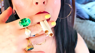 British Wife, Tina Snua, Smoking 2 Cigarettes At Once! Drifting Snap Inhales Smoker Smoke OMI OME