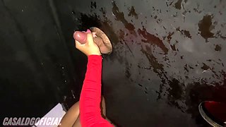 Naughty Wife at the Gloryhole \u2014 I Gave It to Four at Once, Husband Filming!
