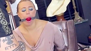 Beth Tied up and Gagged Tape Bondage and in BDSM Completely Weak