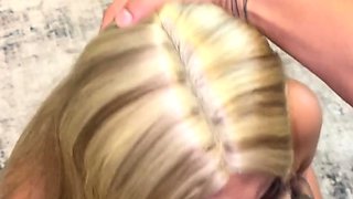 He fucked a blonde model with big tits and gave her a