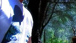 Teen Damaris with big boobs is taken hard by step brother in the forest