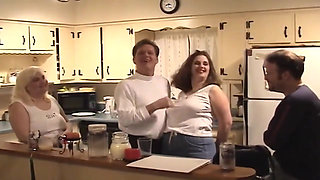 Mature Blondes and Brunettes in Wild Group Kitchen Orgy