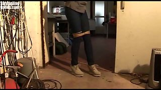 Steffi Dangling on Rope Tightly Ballgagged