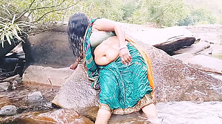 Silk Stepaunty Outdoor Bath Sex in Waterfall Telugu Dirty Talks.