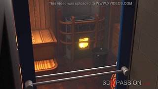 Hot nerdy girl in glasses gets fucked by black basketball player in sauna
