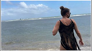 Blonde With Huge Tits Strips Naked On Beach
