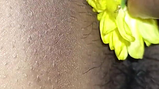 Hot Romance with Flowers in Desi Pussy