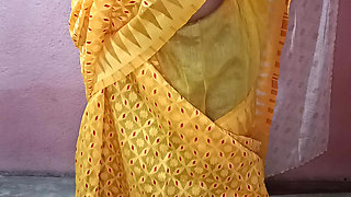 Yellow Saree Dropping Solo Sfw