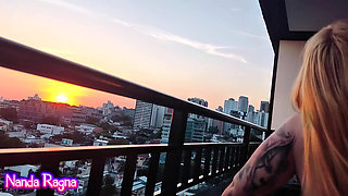 Hot Blonde Got Her Pussy Fucked on the Balcony While Watching a Beautiful Sunset