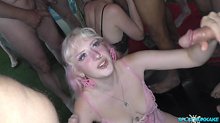 Debut Bukkake Session for Vixen Lily