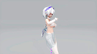 [mmd] Glorious Wigglewiggle Transparent White Silk Swimsuit Explosive Breasts Shaking Breasts