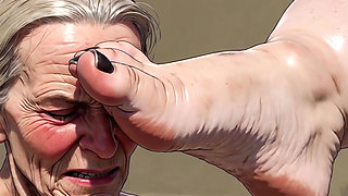 Old Granny Sucking Fat BBW Feet - Extremely Horny Foot Worship