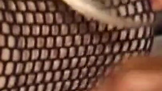 Mature Dominatrix Oversees Masked Man with Bound Blonde