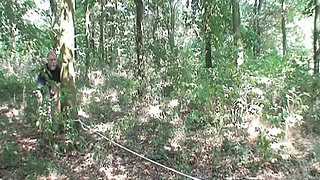Sneaky old man fucks a teen in the forest