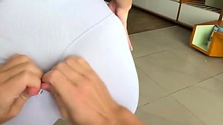 Fit chick creampied by gym photographer in public -