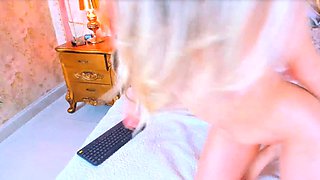 Hot Busty Blonde Playing with Her Dildo in Bed