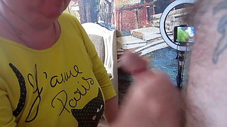 I came home from work for lunch and got another blowjob from my mother-in-law