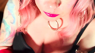 Super Delicious Tina Snua In Pink Latex Gloves & Jewellery Lights Up A Cig & Smokes For Her Fans!