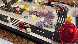 Two Girls One Rc Car to Play with in Shortest Short Miniskirts and on High Heels with Stockings and Over Knee Socks