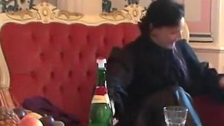 Big boobs babe sent to forest naked