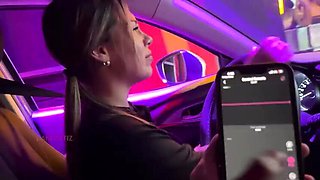 Dani Ortiz Rides Her Car with Vibrating Pussy