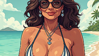 Gorgeous Women at the Beach Bikini Art