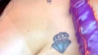 Brazilian Lesbian with Big Butt and Dildo Masturbates Wildly at Home Before Her Pussy Drips S