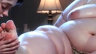 Extreme Size Contrast Foot Worship - SSBBW Feet & Skinny Slave