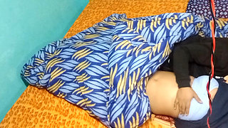 Newly married couple having romance.