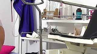 Mature gyno- filthy gyno doc operates cam in his surgery to record naked patients