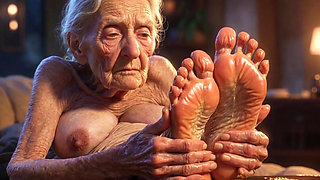 Beautiful Big Wrinkled Feet Oiled up - Oil Dripping From Toes Sensual Massage