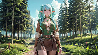 Forest Fantasy! Blue Elf Kneeling, Green Elf Teasing, Sun-Dappled Magic & Wand Play.
