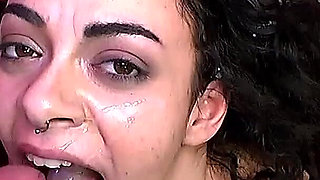 Nasty Bukkake Slut Swallows Multiple Loads and Takes Facials