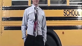 Mature Blonde MILF Drilled Hard by Two Studs on Bus